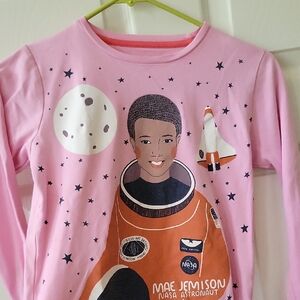 Piccolina Mae Jemison Astronaut Kids Long Sleeve Tee - Pink - 10